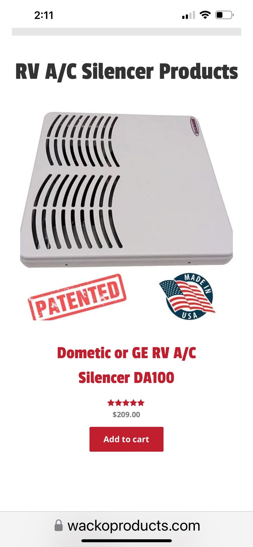 RV A/C Silencer Model: DA100