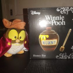DISNEY Winnie The Pooh Honey Pot 🍯 & Owl Plush