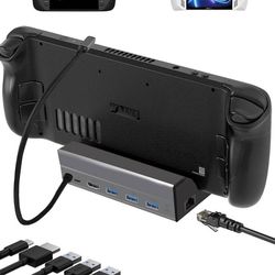 new Docking Station for Steam Deck, 6-in-1 Steam Deck Dock with HDMI 2.0 Supports up to 4K@60Hz, 3 USB-A 3.0 Ports Each 5Gbps, Gigabit Ethernet, 100W 