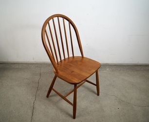 Vintage Mid Century Danish Modern Solid Teak Windsor Chair 