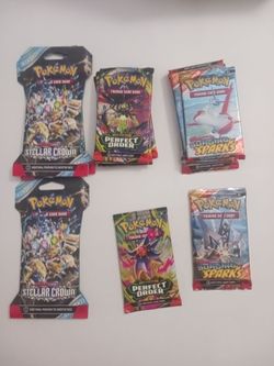 3 Pokémon TCG Stellar crown Packs 6 Surging Sparks 6 Perfect Order