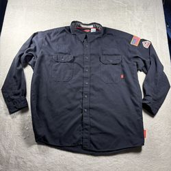 Bulwark FR Shirt Men 4XL Blue Flame Resistant CAT 2 IQ Series Westex G2 Workwear