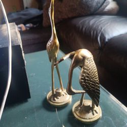 Pair Beautiful Brass Cranes.