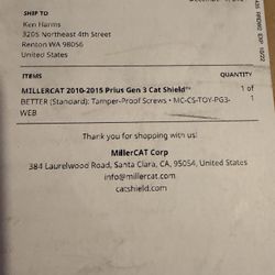 Cat Protector Shield For 2010-2015 Prius 