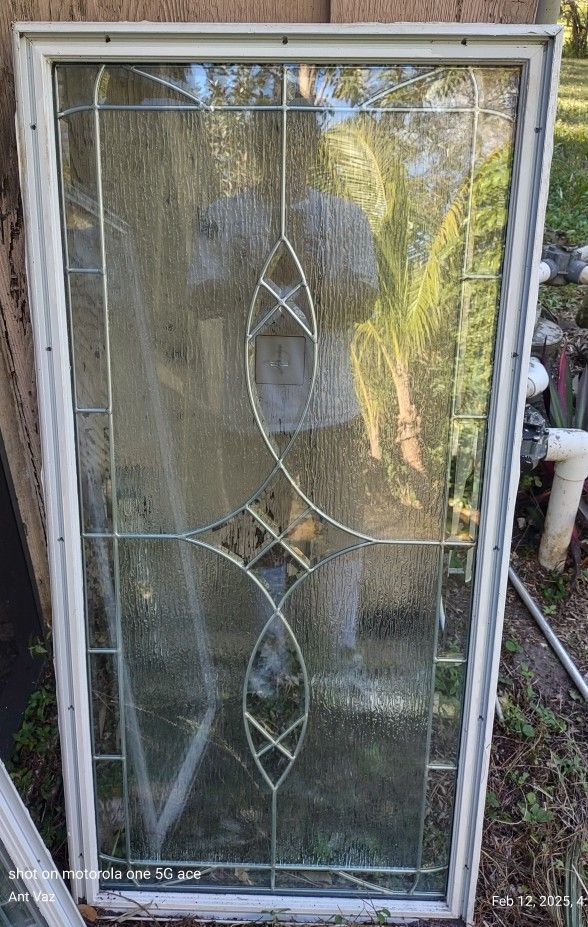 Windows ,DECORATIVE LEADED GLASS FRAMED 24* X 49"