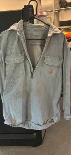 Carhartt Hickory Stripe Half-Zip Work Shirt