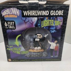 2006 Gemmy Halloween 6ft Whirlwind Globe Airblown Inflatable Skulls Grim Reaper