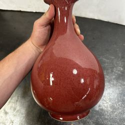 Langyao Glazed Porcelain Bottle Vase With Qianlong Mark Republic Peach Blossom