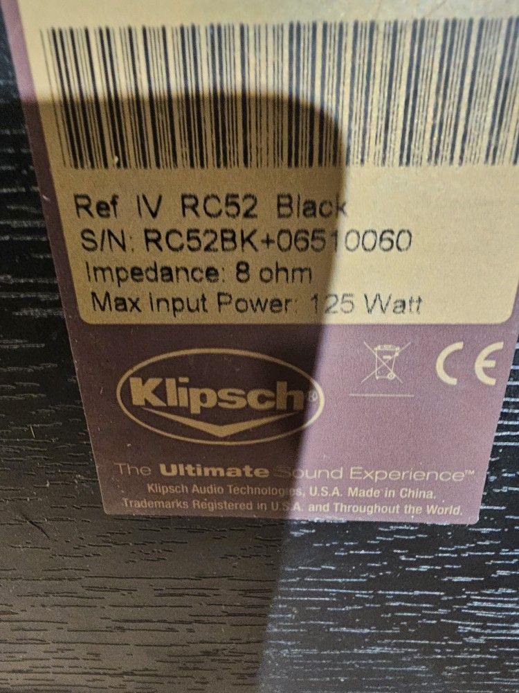 Klipsch RC52 Center Channel