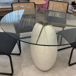 Cb2 Glass And Stone Table And Chairs 