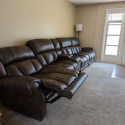 5 Piece Leather Power Reclining Sectional