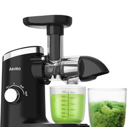 Aeitto Juicer Machines with Soft & Hard Modes, Quiet Motor, Reverse Function, Juicer Machines Vegetable and Fruit, Cold Press Juicer, Easy to Clean wi