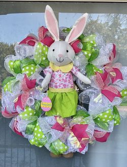 Hang Or Stand Easter Bunny Spring Wreath