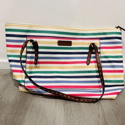 St John’s Bay Multicolor Striped Purse Handbag Tote Zip Closure