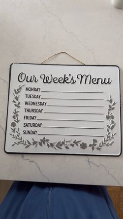 Weekly meal menu board 18x 8.5