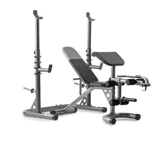 New ASSEMBLED  Adjustable Bench With Olympic Squat And Preacher Pad Weights Plates Not Included See Pictures For Dimensions 