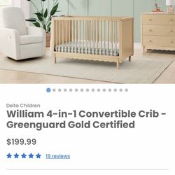 New William 4-in-1 Convertible Crib/ Natural Crib