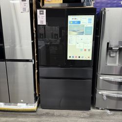 Samsung - Bespoke 29 Cu Ft 4-Door French Door Refrigerator With AI Family Hub & Auto Open Doors In Charcoal Glass/ Matte Black 