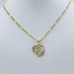 10k Gold Necklace & Heart Pendant R - Cadena Y Dije En Oro 10k 