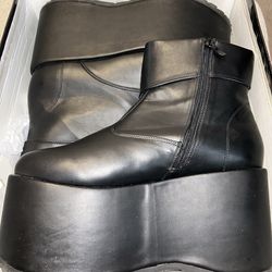 Men's Black Platform Ankle Boots Size L(12/13) - 1031 By Ellie Shoes - 500-FRANK