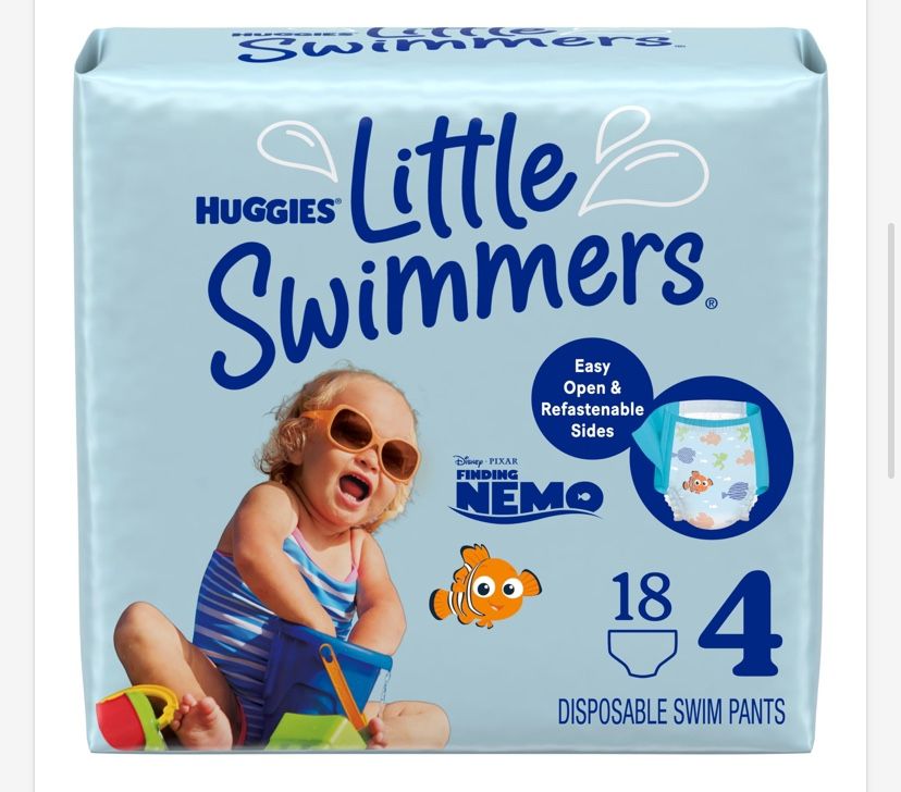 Huggies Little Swimmers Disposable Swimming Diapers, Size 4 (24-34 Lbs), 18 Ct