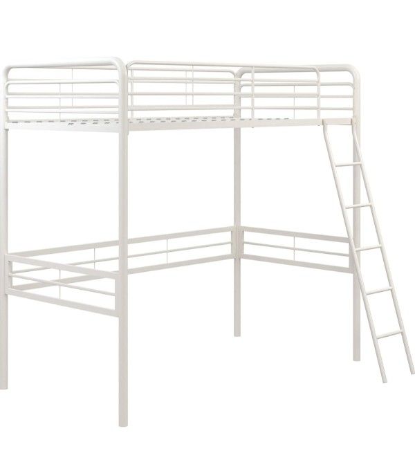Twin Metal Loft Bed Bunk Bed White