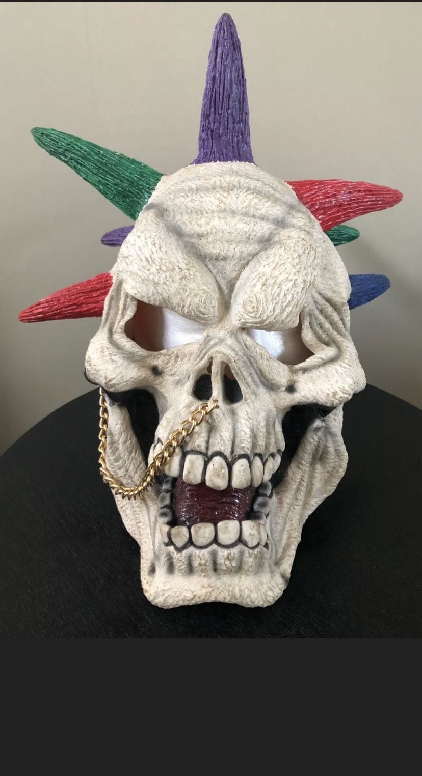 1999 Mask Illusions Psycho Clown Mask Skeleton Rainbow spiked Hair Evil Adult
