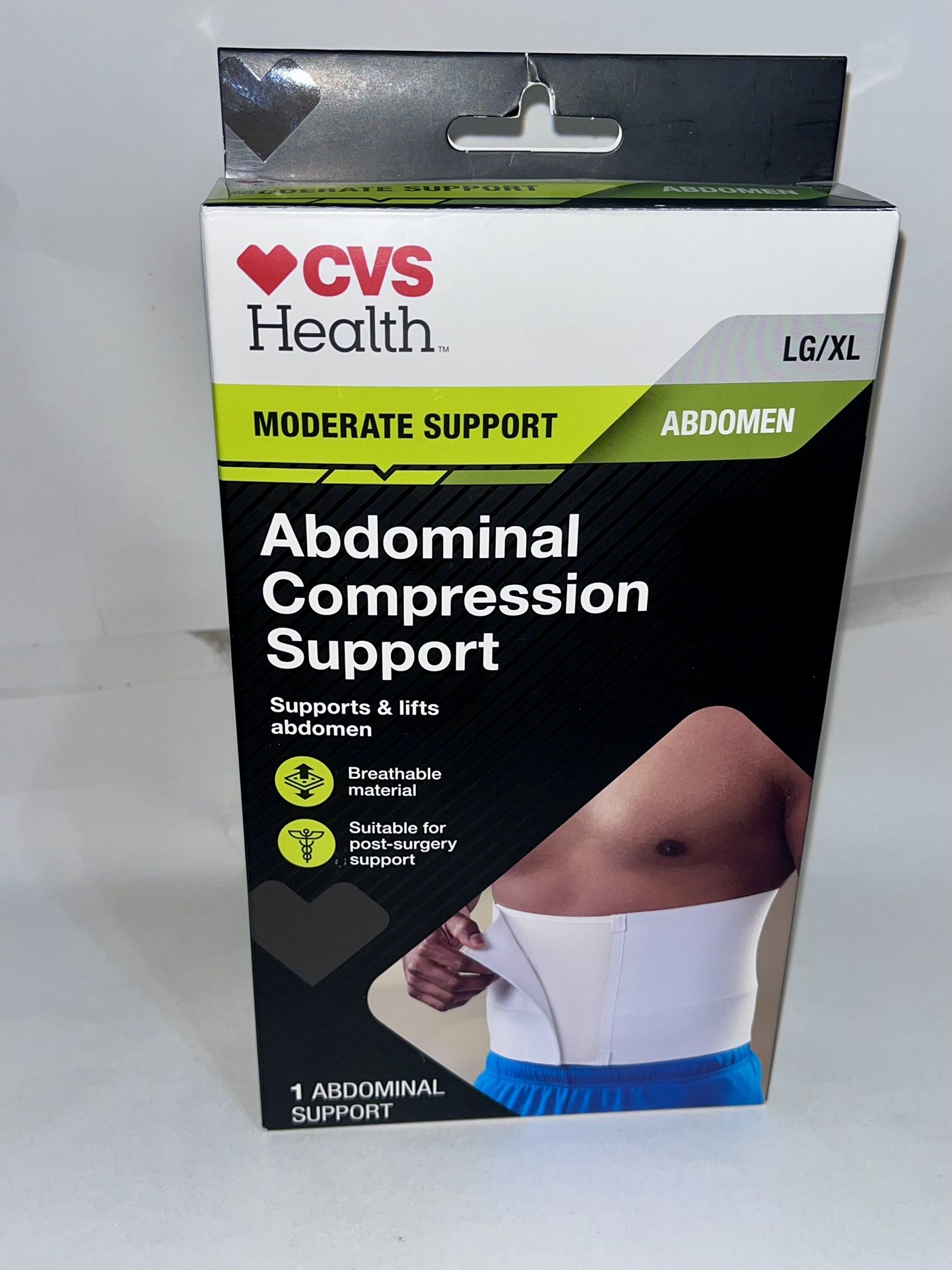 CVS HEALTH MODERATE SUPPORT ABDOMINAL COMPRESSION SUPPORT LG/XL WHITE