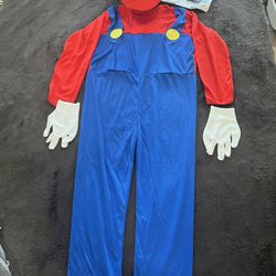 Mario Costume Size 10-12 New
