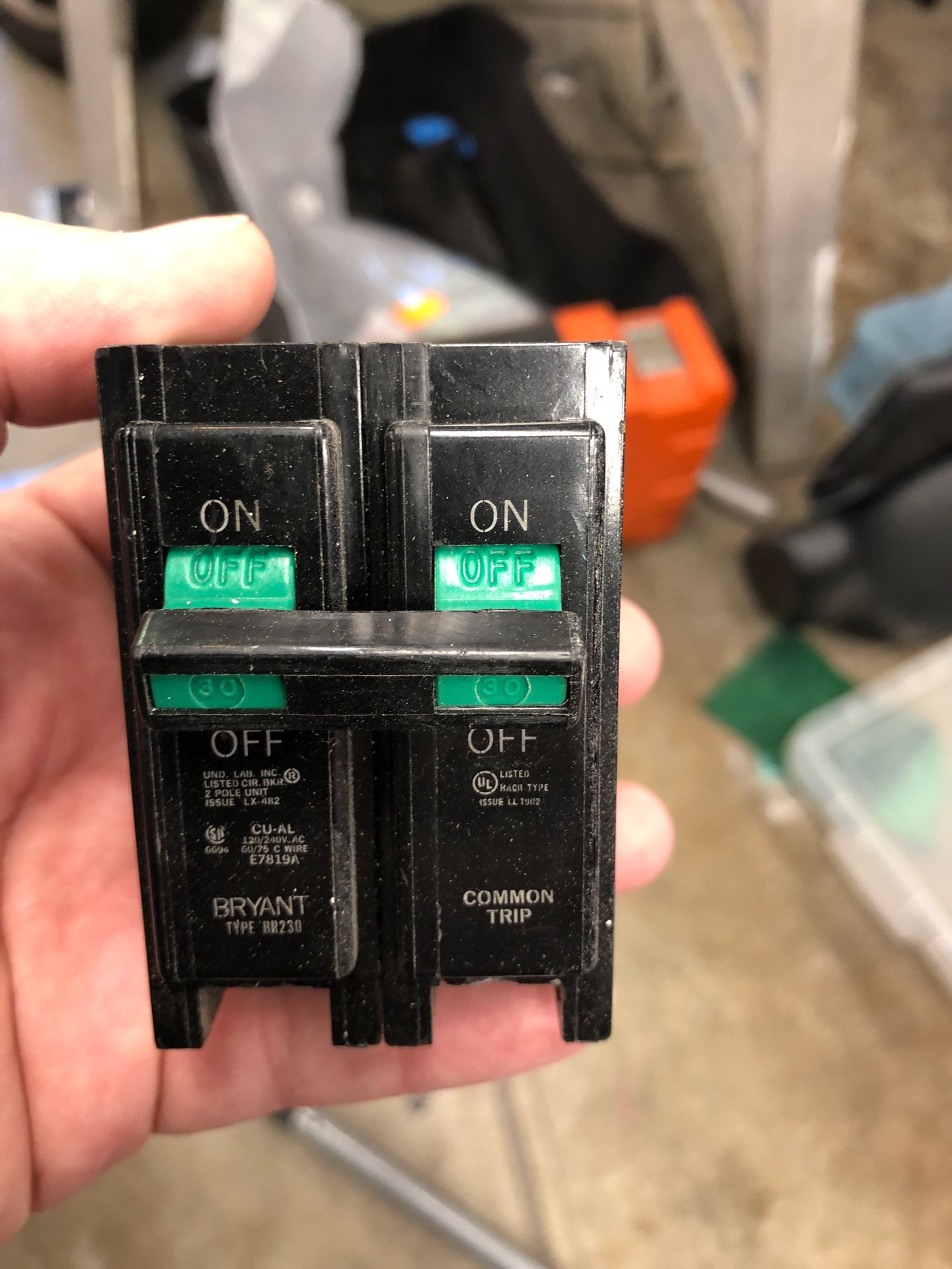 Bryant typeBR230 circuit breaker. Dual 30 Amp.