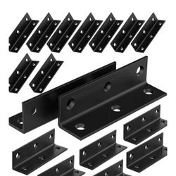 25Pcs Stainless Steel Angle Brackets, 3.15" x 0.78" Heavy Duty Corner Brace for Wood, 80MM 3Inch Black Shelf Bracket Metal Braces L Shape Joint Right 