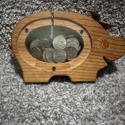Wooden Piggy Bank Quarters Not Included 
