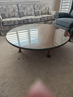 Stickley coffee table w glass top