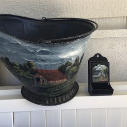 Fire Place Bucket & Matches Holder