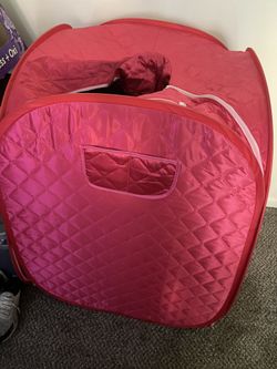 ETE ETMATE Portable Personal Steam Sauna SPA for Weight Loss Detox Therapy, Foldable Sauna Box with Steamer (Red)