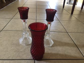 Red Color flower vase with candle holder