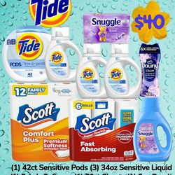 Large Tide Free & Gentle SENSITIVE SKIN LAUNDRY Detergent Household BUNDLE Stock up SALE 🔥