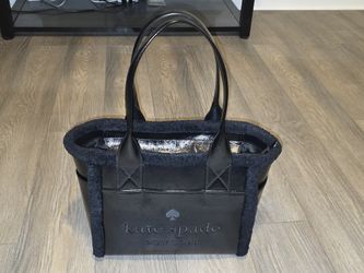 Kate Spade Ella Large Tote - Black Faux Shearling & Smooth Trim - MSRP $449