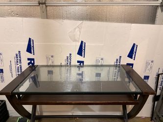 Glass Top Desk with Metal Frame