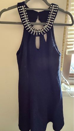 Black Mini Dress with Beaded Neckline