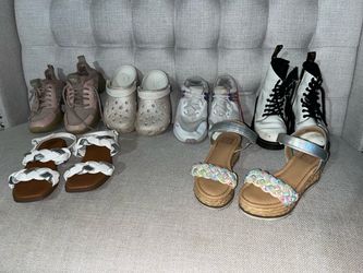 Girls Size 13 Shoe Bundle (6 Pairs) - Crocs, Sneakers, Boots & Sandals