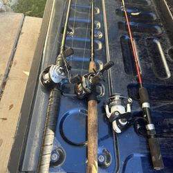 3 FISHING ROD AND REEL COMBOS. ALL WORK GREAT. $99