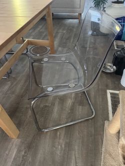 IKEA Extendable Dining Table + 3 Clear Chairs