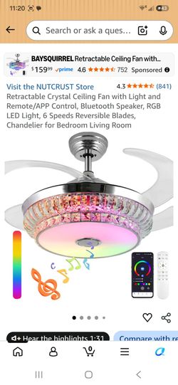 Nutcrust Ceiling Fan With LED LIGHT & Bluetooth Speaker $60 ea. Brand New (Price Is Firm)