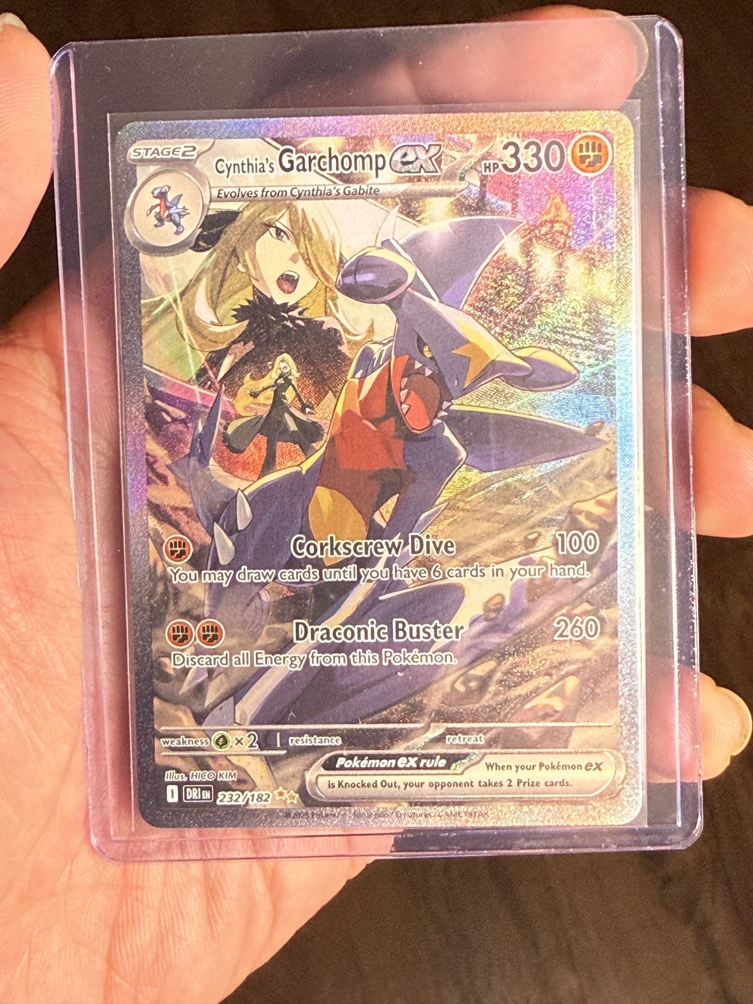 Pokemon Cynthia’s Garchomp EX 232/182 Sv10: Destined Rivals SIR