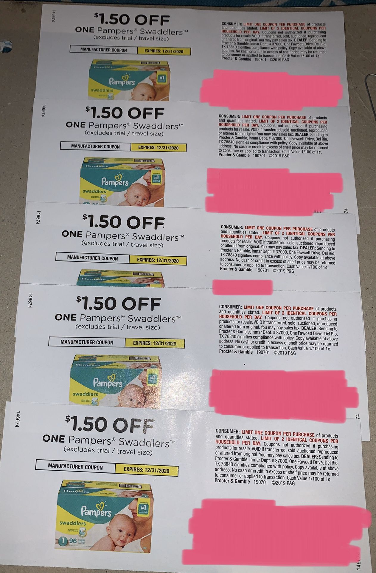 5 Pampers coupons: $1.50 off Pampers Swaddlers diapers, expires 12/31/20
