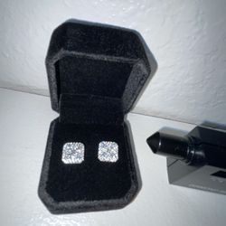VVS1 Moissanite Die Style Earrings - GRA Certified - Passes Diamond Tester