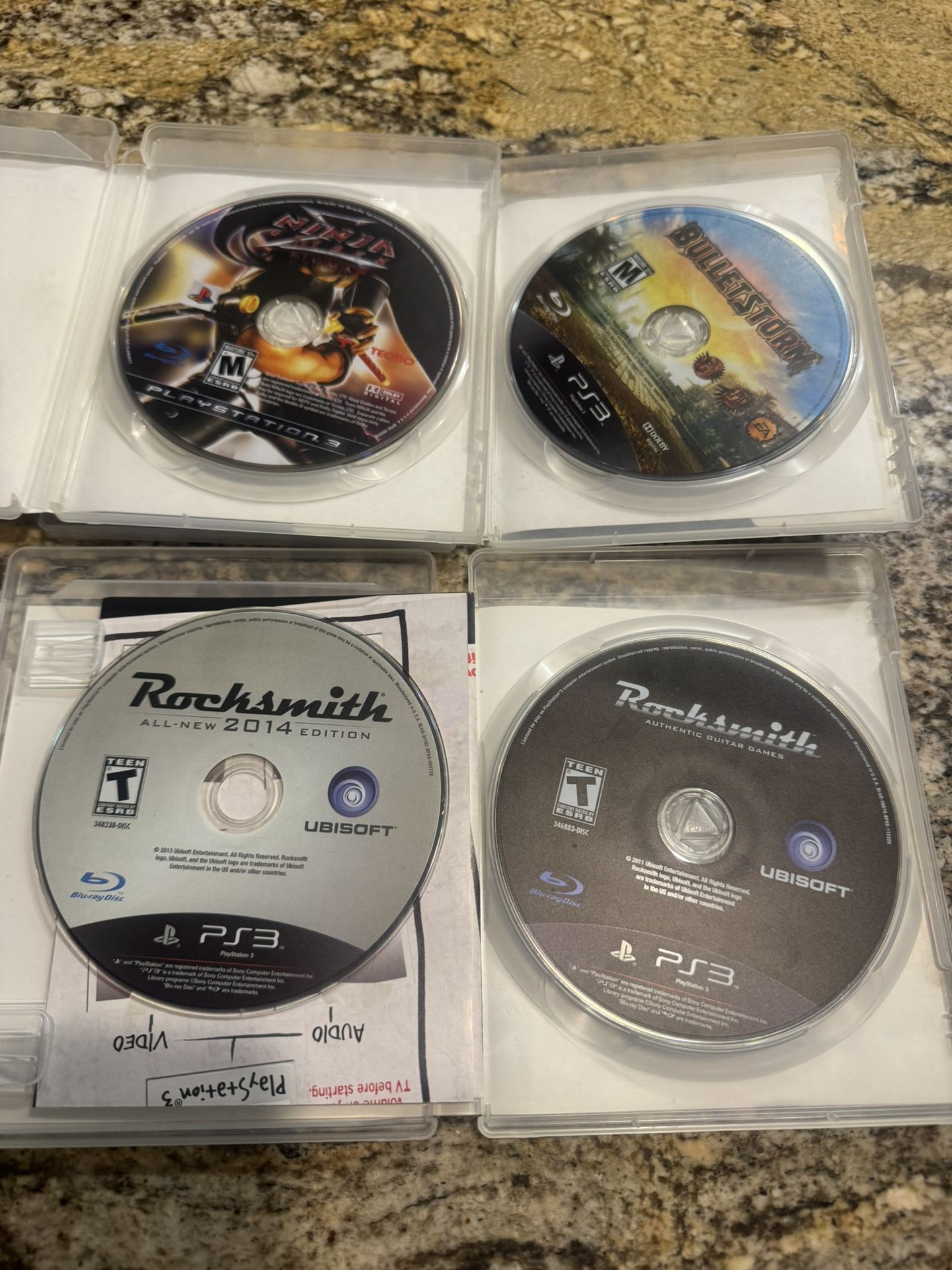 PlayStation 3 Games - Rocksmith Bulletstorm & Ninja Garden Sigma