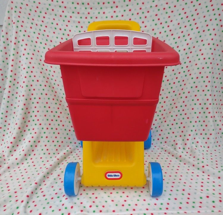 Little Tikes Shopping Cart Sturdy Deep Basket Toy Play Game Kids - Yellow Red