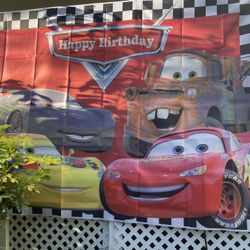 Cars Movie Themed Backdrop Banner for Birthday